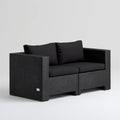 Czarna dwuosobowa sofa ogrodowa z technorattanu PE 130 × 75 × 70 cm