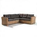 Narożna sofa ogrodowa w kształcie L 230 × 230 × 85 cm, brązowo-ciemnoszara, z poduszkami