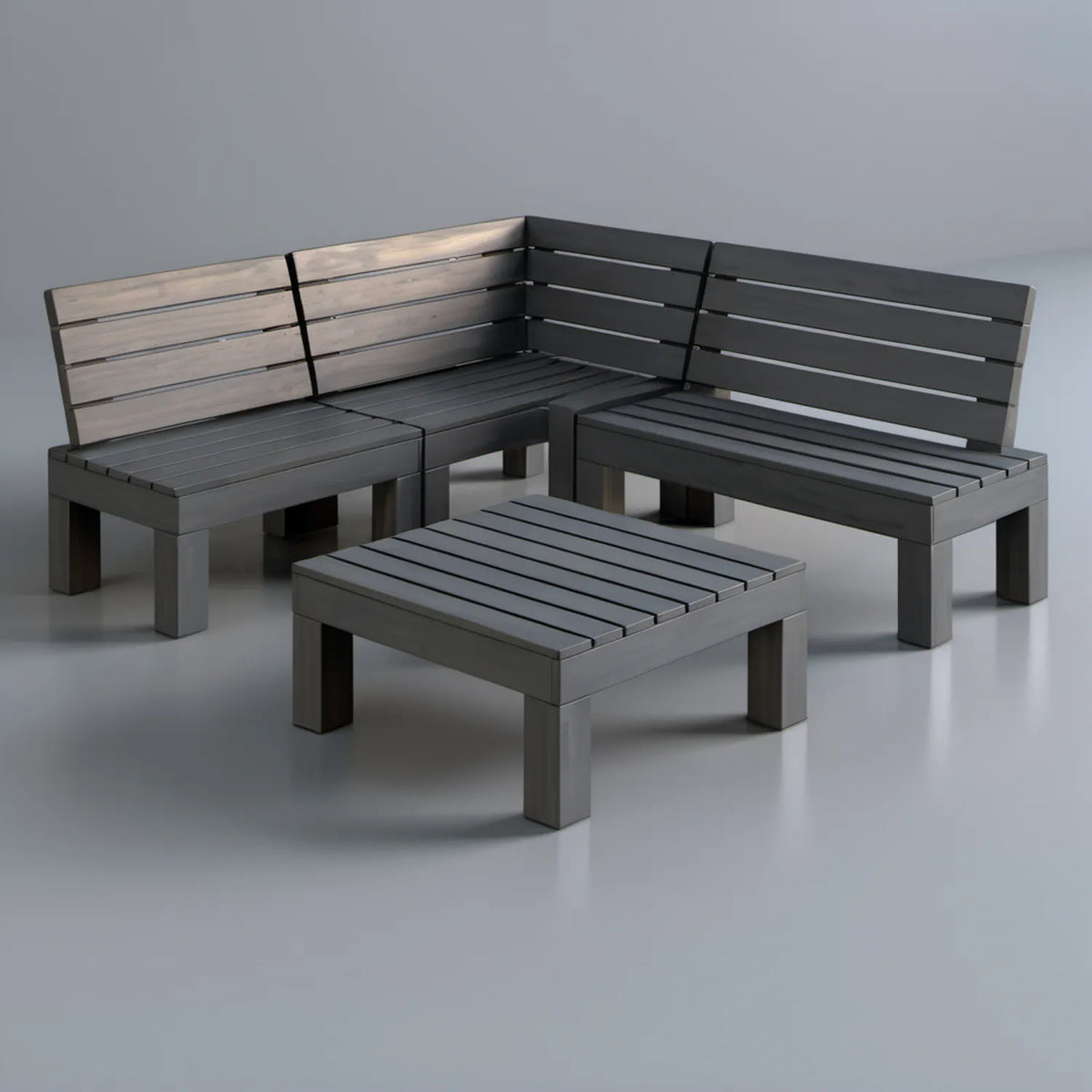 Narożnik ogrodowy z litego drewna sosnowego ze stolikiem, antracytowy, 180 × 180 cm