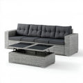 Sofa ogrodowa 4-osobowa ze stolikiem z podnoszonym blatem 280 x 75 x 75 cm Szary/Antracytowy/Czarny