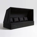 Ogrodowa sofa trzyosobowa z baldachimem, czarna, 210 × 140 × 200 cm, technorattan PE