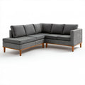Narożna sofa ogrodowa w kształcie L z technorattanu PE, szara, 220 x 220 x 75 cm