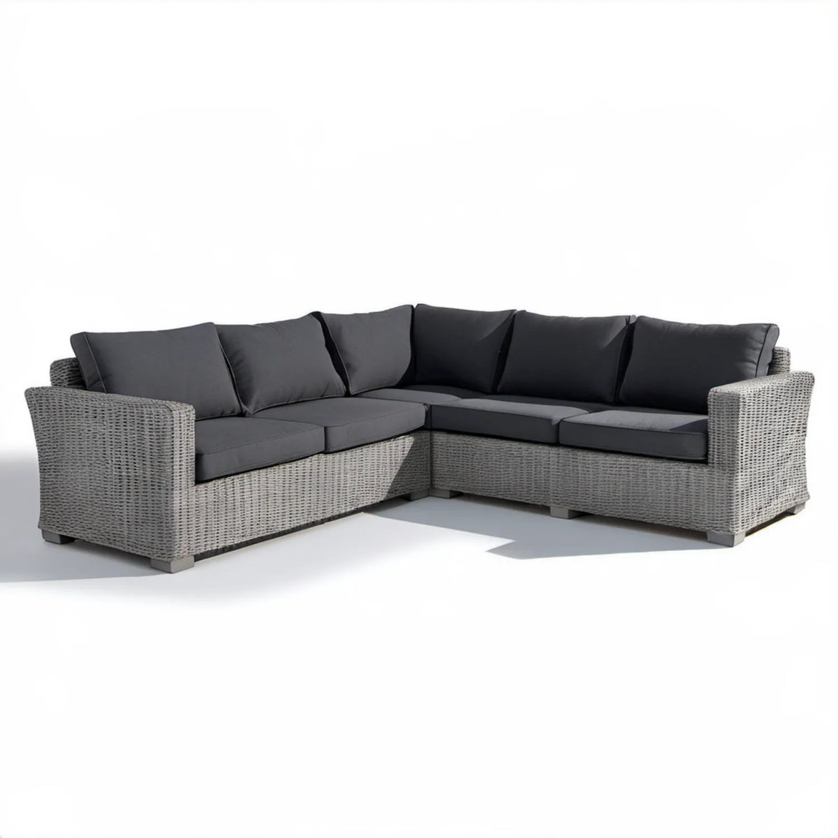 4-osobowa sofa ogrodowa narożna z technorattanu PE 230 x 175 x 85 cm Szara/Antracytowa